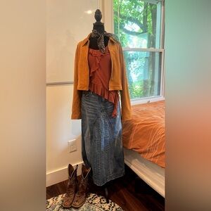 Beautiful jean maxi skirt with panneling